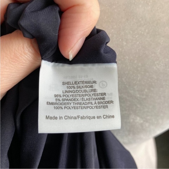 TORY BURCH Navy 100% SILK Embroidered Midi Formal Dress NWOT SZ 10 - Picture 7 of 7